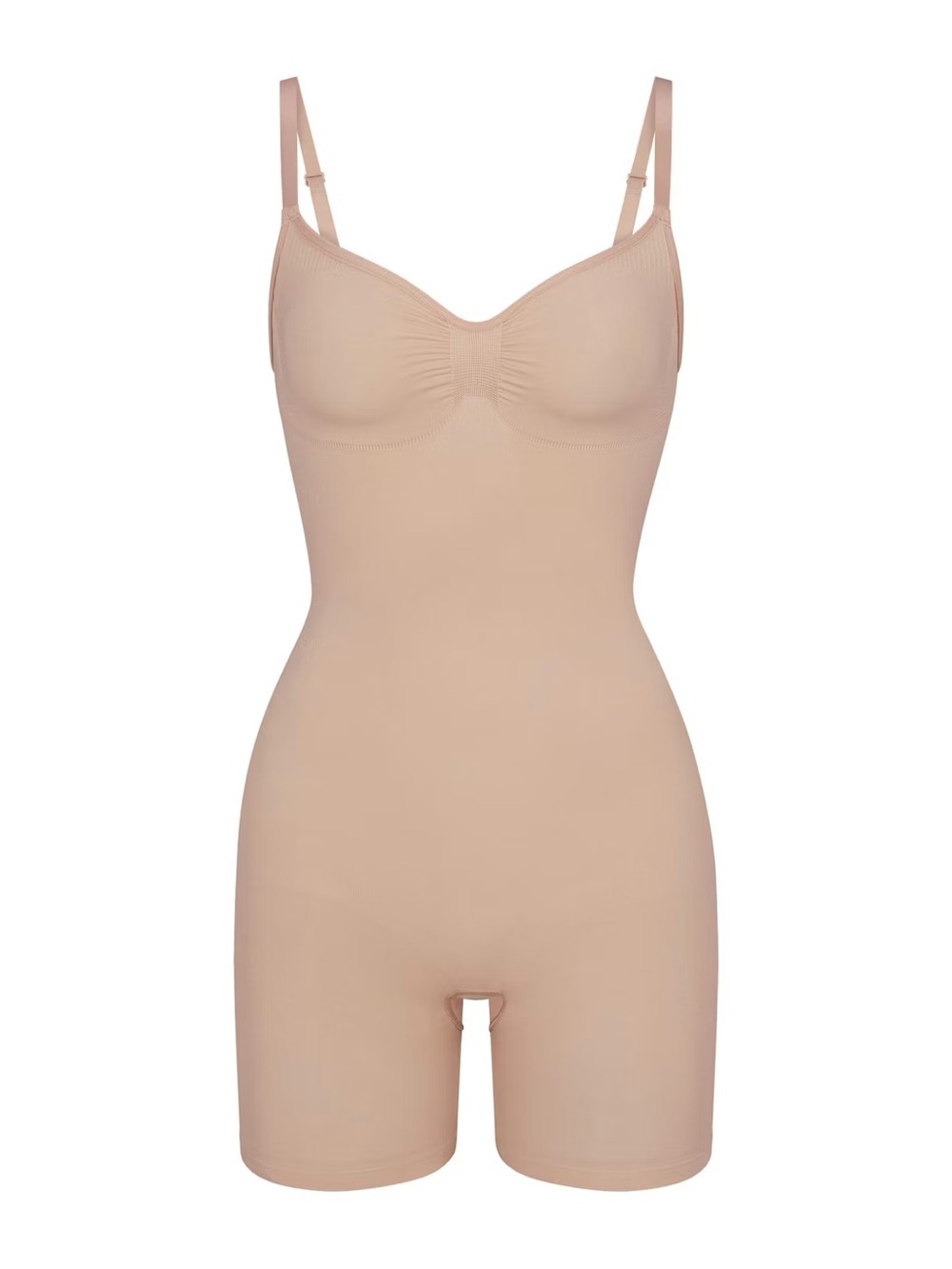 SKIMS Seamless Sculpt Mid Thigh Bodysuit - Mica Light Beige Shapewear Short